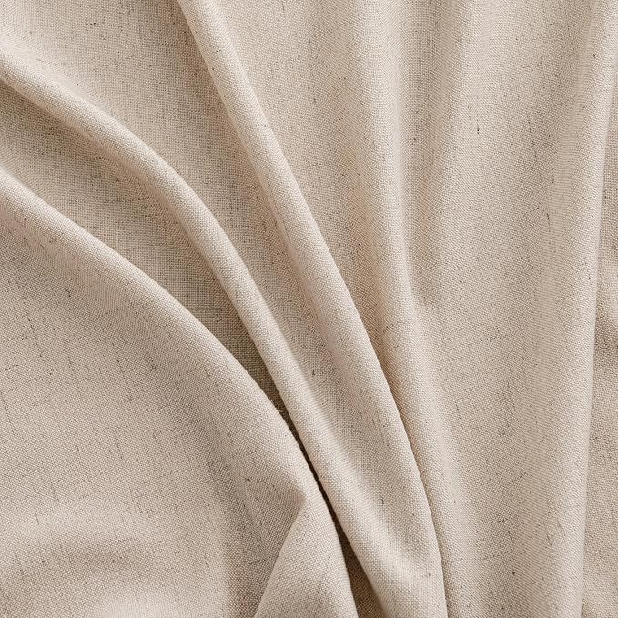 MIULEE Non-See-Through Privacy Linen Curtains 2 Panels, Light Filtering Window Curtains Farnhouse Textured Back Tab Semi Sheer Drapes for Bedroom Living Room, 52 x 96 Inches Long, Beige