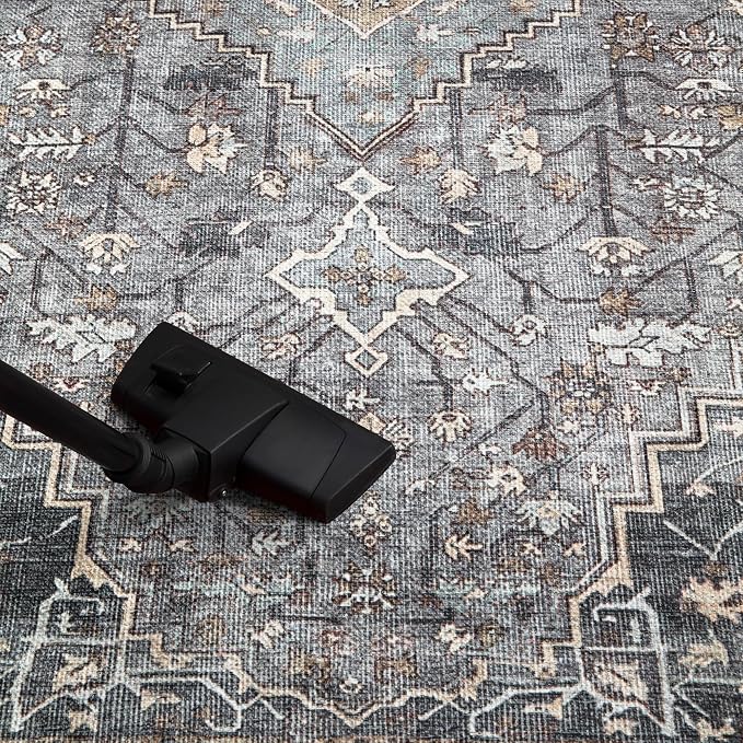 Keen Home Design 6x9 Rug - Machine Washable Area Rug with Non-Slip Backing, Ideal for Living Room, Dining Room, Bedroom - Vintage, Easy Clean, Durable, Low Pile Rug - (6' x 9')