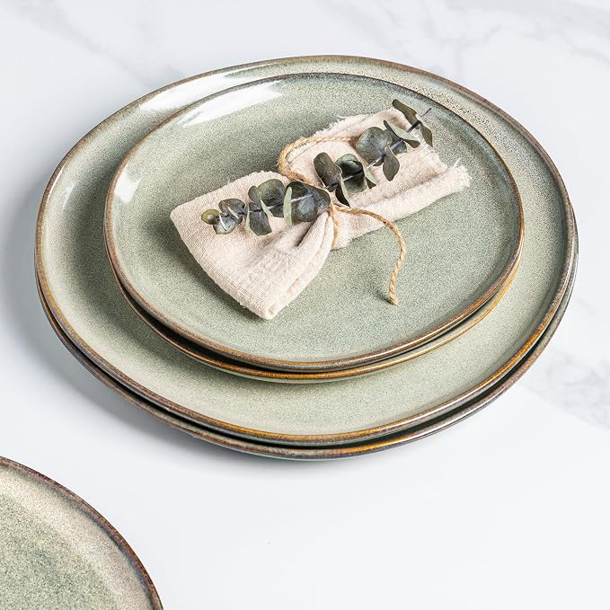 AmorArc Ceramic Plates Set of 6,8.5 Inch Handmade Reactive Glaze Stoneware Plates set for Dessert,Salad,Appetizer,Small Dinner Plates,Microwave & Dishwasher Safe,Scratch Resistant
