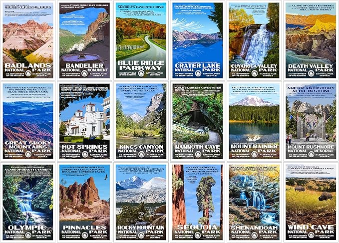 National Park Posters Series B National Park Postcards Collection, 4" x 6" 100% Recycled Paper Postcards From Around the World