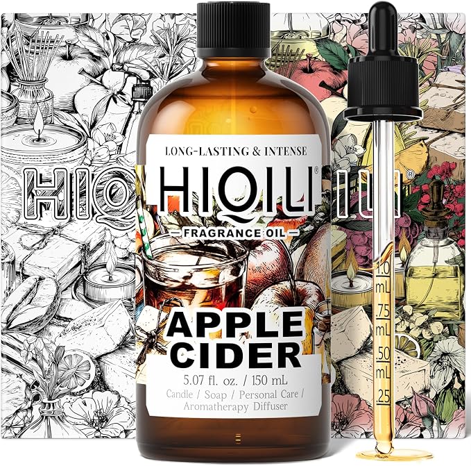 HIQILI Apple Cider Fragrance Oil for Diffuser, Candle & Soap Making | for Home, Car & Office Essential Oil Aromatherapy, Luxury Wine Scented - 5.07 Fl Oz / 150 ML