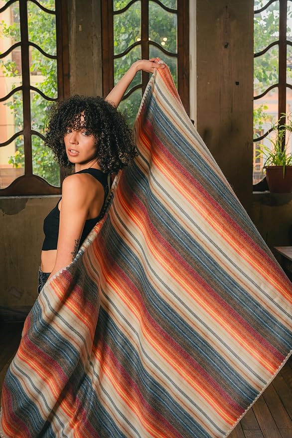ALPAKITAS Alpaca Wool Blanket – Twin Size, 75 x 38 Inches – Warm & Lightweight – Couch, Bed, or Outdoor Blanket – Light Brown