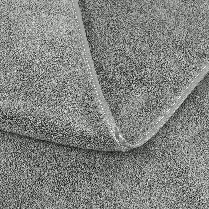 JML Extra Large Bath Sheet Towels Set of 2, 40"x80"- 350GSM Fleece Microfiber Body Towel Set for Adult - Super Soft Absorbent, Lint Free BathSheet for Sauna Yoga Hotel Shower Pool, Grey