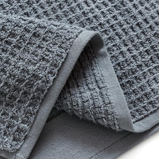 Softerry Waffle Bath Towel Set - 100% Soft Cotton - Plush and Extra Absorbent - Luxury Hotel & Spa Quality - Fade Resistant - Eco-Friendly (Space Gray, Set of 8 Towels)