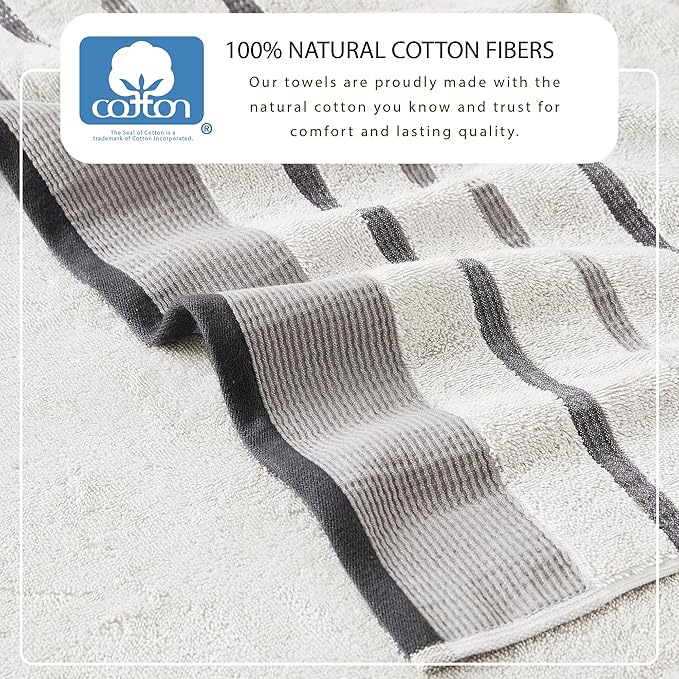 Great Bay Home Decorative Hand Towel Set - Cotton 4 Pack 26x16 Hand Towel Set - Durable Towels for Bathroom Decor (Light Grey/Mid Grey/Dark Grey)