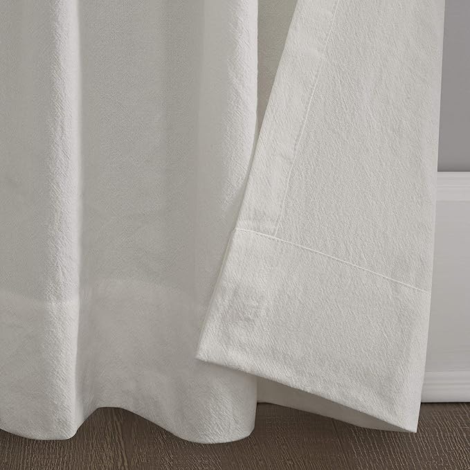 Archaeo Washed Cotton Twist Tab Curtain, 52" x 84", Cream