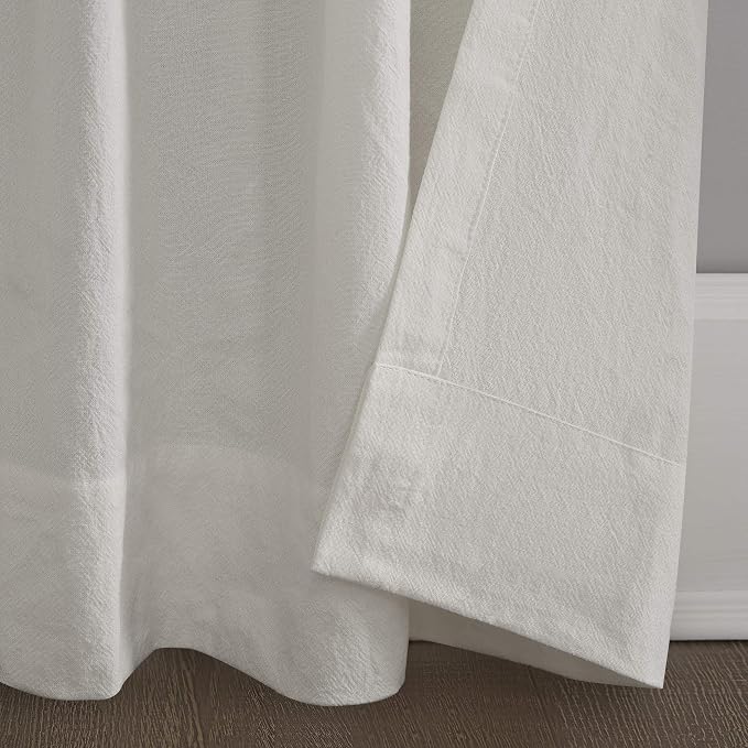 Archaeo - 56538 Washed 100% Cotton Twist Tab Curtain, 52" x 95" Panel, Cream