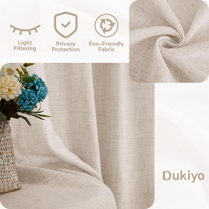 Farmhouse 36 Inch Curtains for Kitchen Window Bathroom Bedroom Light Filtering Semi Sheer Chic Boho Light Coffee Beige Tan Small Short Cafe Curtains Linen Drapes Rod Pocket 2 Panels W25xL36