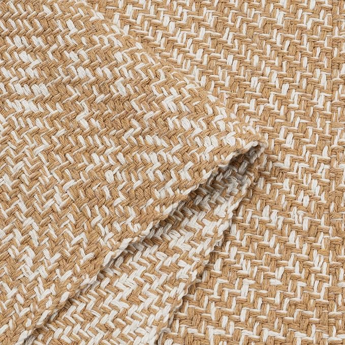 LEEVAN Hallway Runner Rug 12 ft, Cotton Woven Washable Runner Rugs, Tan Braided Low Pile Kitchen Runners Rug, Modern Bathroom Rugs Long Front Door Floor Carpet for Classroom/Bedroom/Doorway