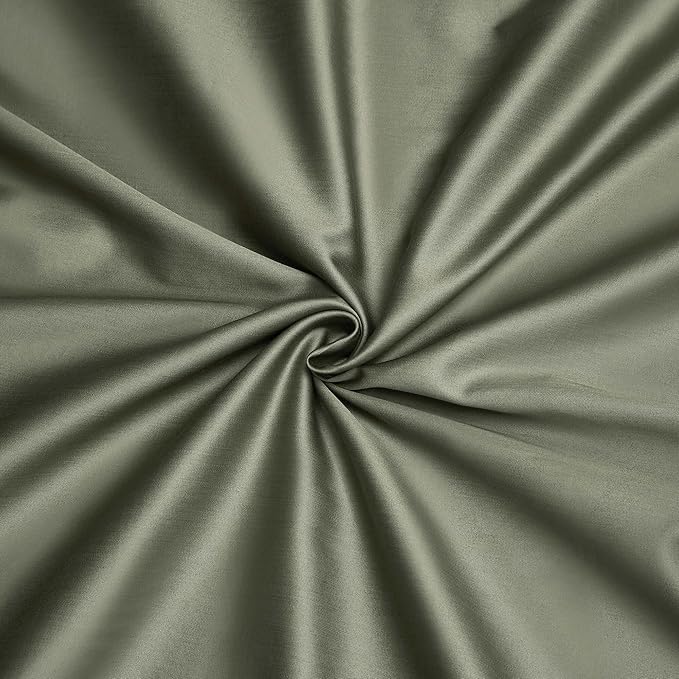 Dusty Green Cotton Duvet Cover Set King 100% Long-Staple Cotton Sateen Bedding Set, Soft Breathable Smooth Organic Pure Cotton Plain Comforter Cover, Luxury Minimalist Bedroom Decor for All Season