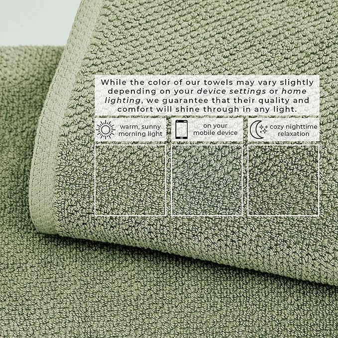 Great Bay Home 100% Cotton 4 Pack 54x27 Bath Towel Set - Absorbent, Quick-Drying, Durable Towels for Bathroom Decor - Low-Twist, Two-Ply Fibers (Eucalyptus)