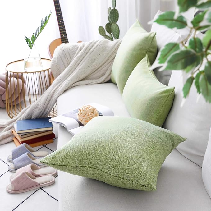 Home Brilliant 12 x 20 Spring Pillow Cover Throw Pillows for Sofa Decor Rectangular Pillow Covers Linen Burlap Sage, 30x50 cm, Grass Green