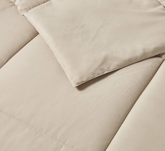 Blue Ridge Home Fashions Microfiber Light Weight Solid Down Alternative All Season Comforter - Hypoallergenic Polyester Fill, King, Khaki