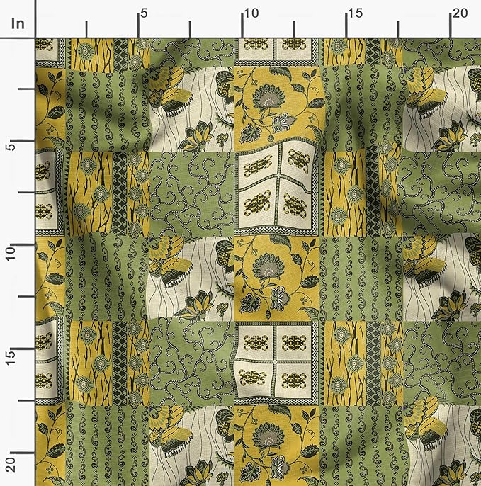 Soimoi Lightweight Cotton Voile Fabric, Green - Tribal Print, Unstitched Material - 42 Inch Width, Ideal for Making Summer Dresses, Blouses, Lingerie, Sheer Curtains, Garment Linings, 1 Yard