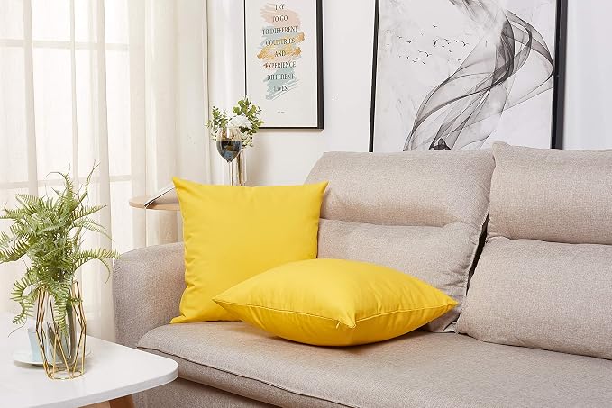 TangDepot 100% Cotton Solid Throw Pillow Cover 28x28 Yellow | 100% cotton, same-color zip, machine wash & air dry. For living room, bedroom, office, car. 42 colors, 466 sizes. Cover only.