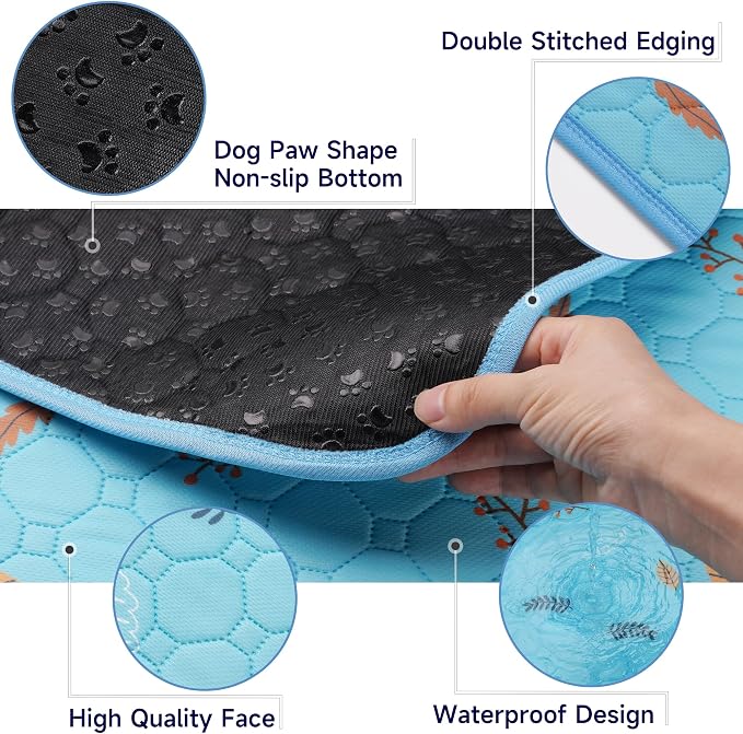 Sunheir Washable Pee Pads for Dogs Extra Large 48" x 60" 2-Pack, Reusable Puppy Pads Pet Training Pads for Dog Playpen Indoor, Waterproof Dog Pee Pads for Puppy Playpen, Whelping Pad - Sky Blue