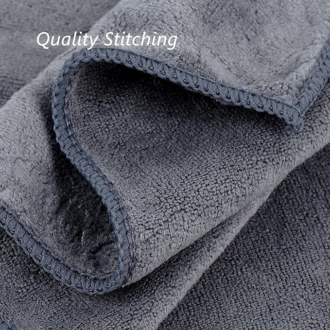JML Large Microfiber Bath Towels Set of 6, 30" x 60", Soft,Super Absorption, Quick-Drying Perfect for Shower, Sauna, Yoga, Gym, Beach, Pool, Sport - Grey Floral Pattern