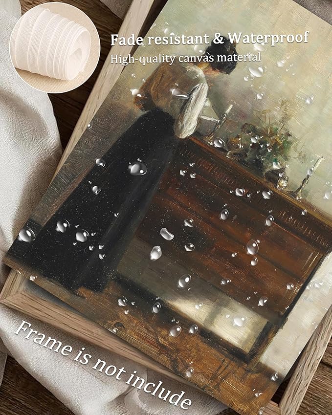 Vodefoad Vintage Woman Portrait Canvas Art Prints Painting Antique 19th Century Women Reading Wall Art Moody Dark Academia Aesthetic Artwork Poster for Gallary, Bedroom, Bathroom, Office, Desktop Decor - 8x10Inch Unframe