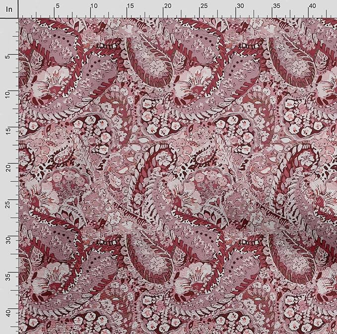 Soimoi Asian Paisley Print - Pink, Canvas Fabric Material - 56 Inch Wide, 1 Yard, Unstitched Fabric for Upholstery, Bags, Workwear and Outdoor Gear.