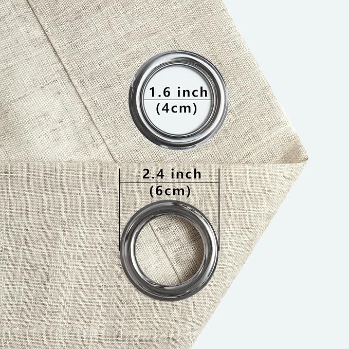 Pitalk Flax Linen Window Treatments Sheer Curtain Panels for Living Room 92 Inches Long Pair Set of 2 Grommet Natural Light Filtering Floor Length Extra Long Curtains Beige 52x92 Length