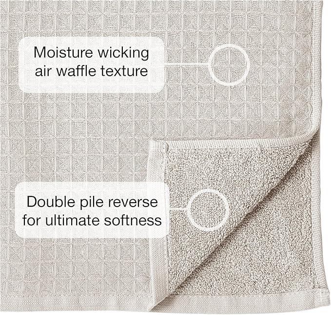 UCHINO Waffle Twist Cotton Weave Bath Towel for Bathroom Lightweight Absorbent Quick Dry Honeycomb Texture Solid Terry Loop Reverse 30" x 60", 1 Bath Towel, Grey