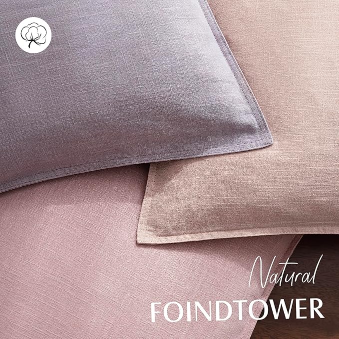 Foindtower Pack of 2, Decorative Linen Soild Throw Pillow Covers Soft Accent Cushion Euro Case Boho Farmhouse Pillowcase for Chair Couch Sofa Bedroom Living Room Home Decor 20 x 20 Inch Light Purple