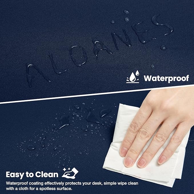 ALOANES Waterproof Mouse Pad with Durable Stitched Edge, XL Gaming Keyboard Pad, Non-Slip Rubber Base Mouse Mat, Extended Desk pad for Gamer, Office & Home, Dark Blue Mousepad 31.5"x 11.8"x 0.12"