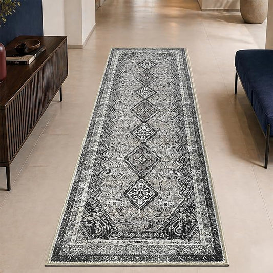 Keen Home Design 30"x144" Rug - Machine Washable Runner Rug with Non-Slip Backing, Ideal for Hallway, Entryway, Kitchen, Laundry Room - Vintage, Easy Clean, Durable, Low Pile - (2'6" x 12')