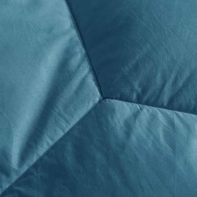 Feather and Loom Honeycomb Stitch Down Alternative All Season Comforter - Soft and Easy Care Microfiber Cover, Hypoallergenic High Loft Fiber Fill, Machine Washable - Color: Teal Size: King