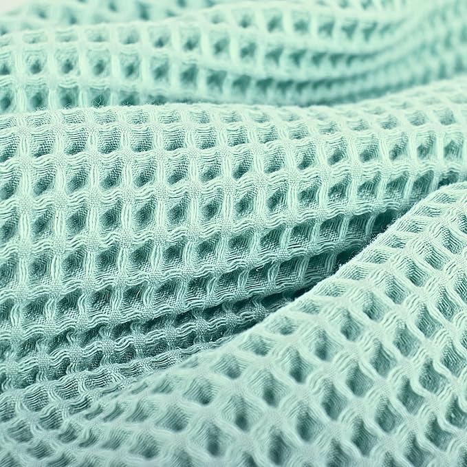 PÜSKÜL - Set of 3 Organic Waffle Hand Towel Ice Green - Premium Quality, 100% Turkish Cotton, Soft, Quick-Dry, Absorbent, Lint-Free Face Kitchen Hand Towels (Ice Green, Hand Towels - Pack of 3)