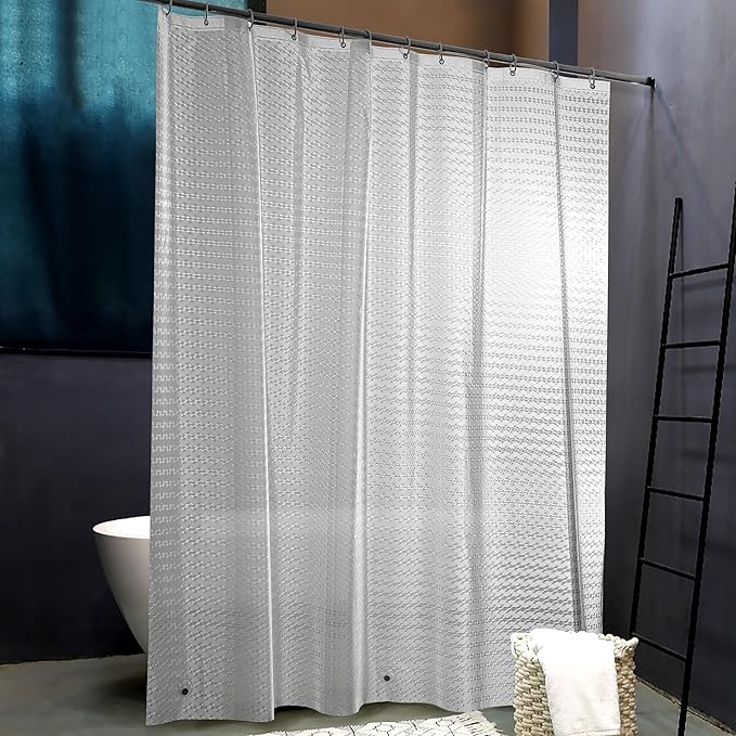 EVA Clear Shower Curtain, Water-Repellent Shower Curtain Liner with 3 Magnets for Bathroom, 72x72 Inches, Diamond