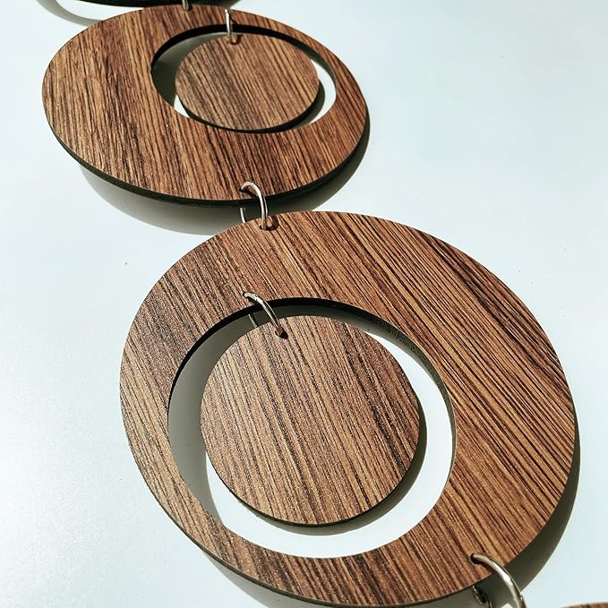 18PCS Retro Mid Century Modern Wall Art MCM Decor for Living Room Bedroom Kitchen Study, Walnut Wood Texture 16.5"x51.3"