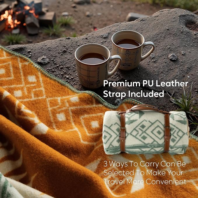 Molithe 100% Wool Blanket, 62" x 86", Warm, Thick, Washable, Military | Great for Camping, Outdoors, Sporting Events, Survival Kits Lake
