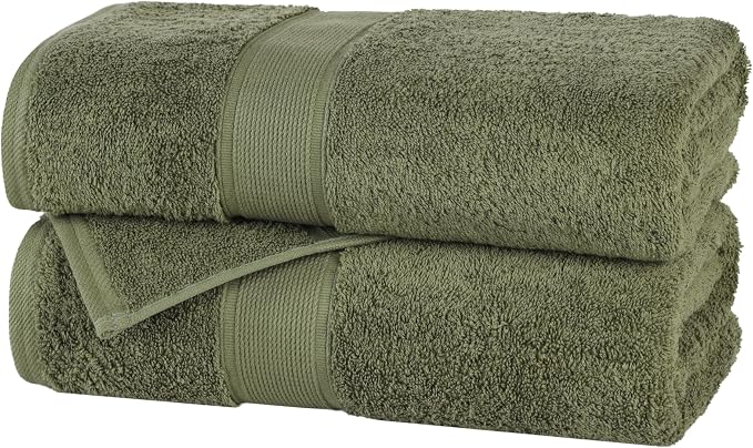 Superior 100% Organic Cotton Bath Sheet Set of 2, Daily Use, Bathroom, Guest Bath, Quick Dry, Spa, Resort Towels, Absorbent, Home Essentials, 2-Piece Oversized Towels, Oregon Collection, Forest Green