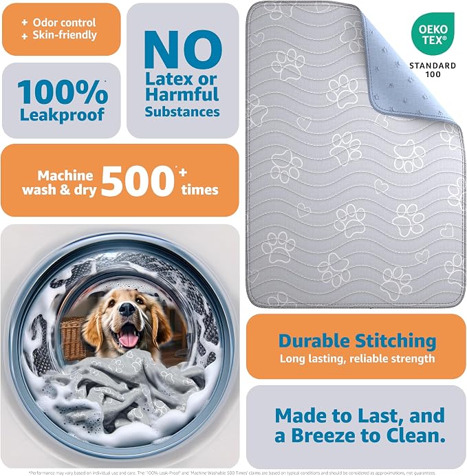 IMPROVIA® Extra-Large Waterproof Dog Mat - Jumbo Washable Playpen Floor Protector, Non-Slip Pet Pad, Heavy-Duty 65"x48"