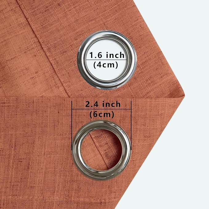 Pitalk Mid Century Modern Curtains for Living Room 63 Inch Length Grommet Colorful Boho MCM Linen Sheer Funky Curtains for Bedroom Bay Window Terracotta Colored Rust Terra Cotta Brick Red 52x63 Long