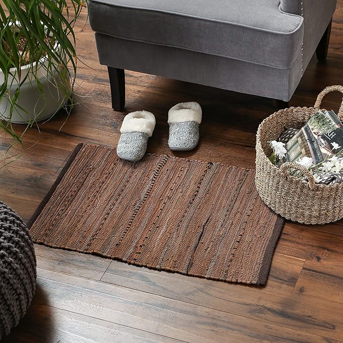 DII Chindi Home Collection Handwoven Multicolor Area Rag Rug, 20x31.5, Leather Brown