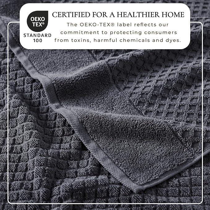 Great Bay Home Bath Towels - 100% Cotton 4 Pack 54x27 Bath Towel Set - Absorbent, Durable, Quick-Dry Towels for Bathroom (Stone Blue)