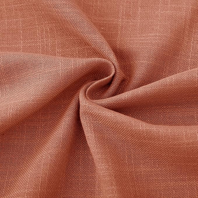 45 inch Linen Terracotta Curtains 2 Panels for Living Room Back Tab Light Filtering Semi Sheer Rust Colored Curtains 45 inches Long Soft Thick Cotton Cloth Textured Rustic Boho Farmhouse Room Decor