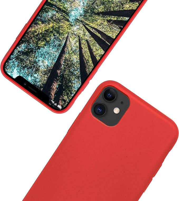eplanita Eco Mobile Phone Case Compatible with iPhone 11, Plant Fiber, Drop Protection Cover, Durable and Sustainable (for iPhone 11, Red)