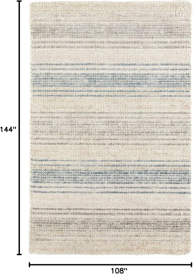 Dash & Albert Moonshine Handwoven Cotton/Viscose Rug, 8.5 X 11.5 Feet, Blue Stripe Pattern