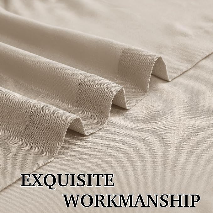 RYB HOME Semi Sheer Curtains 84 inches 2 Panels Set, Faux Linen Texture Light Filtering Airy Half Privacy Gauze Curtain Cortina for Home Office Farmhouse, W 52 x L 84, Taupe