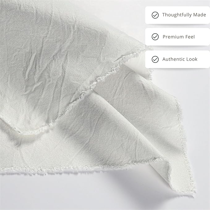 Ramanta Home Cloth Napkins Set of 12 White 18x18 Inch - Spring Soft & Durable Frayed Dinner Napkin for Easter Wedding, Birthday Party | Heavy Weight Fabric Table Linen for Everyday Use Family Dinners