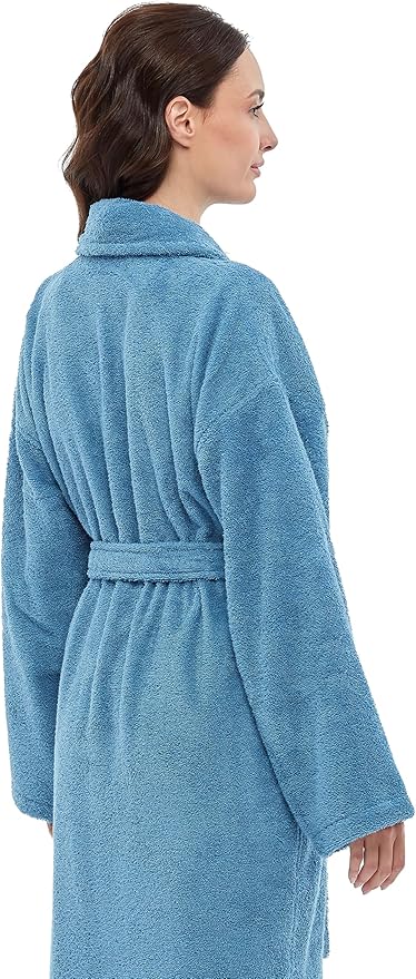 Arus Women's Shawl Collar Robe, Turkish Terry Cotton Bathrobe,with Regular and Full Length Options