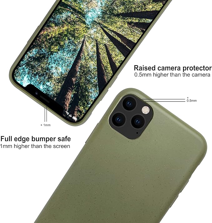 eplanita Eco Mobile Phone Case Compatible with iPhone 11 Pro, Plant Fiber, Drop Protection Cover, Durable and Sustainable (for iPhone 11 Pro, Khaki)