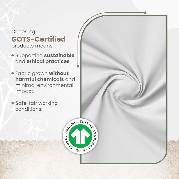 EcoPure Queen Size Sheet Set, White | 100% Organic Cotton, Comfort Washed, Cooling, Deep Pocket, GOTS Certified