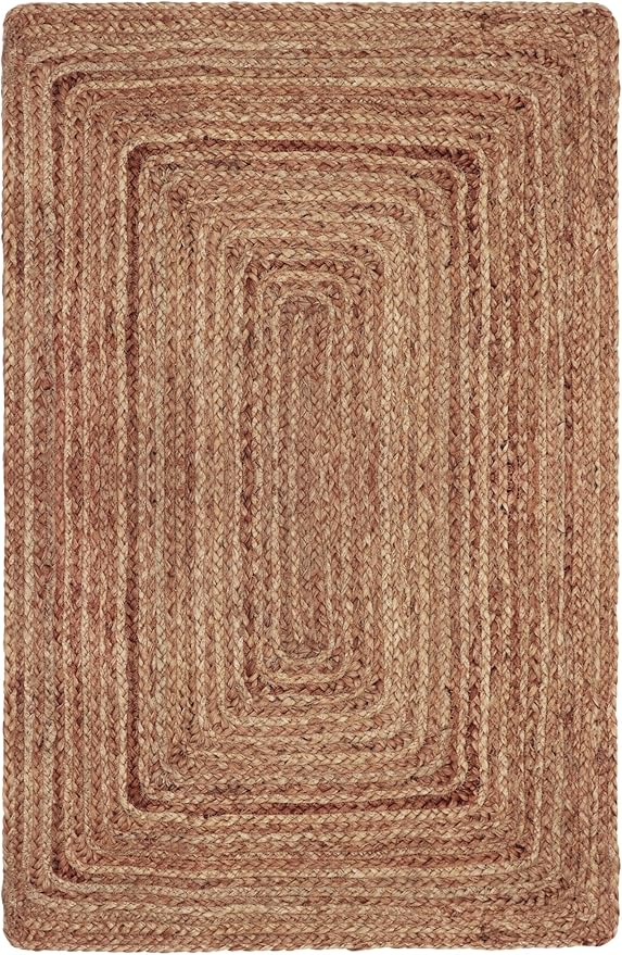 COTTON CRAFT Jute Rug - Braided 100% Jute Door Mat - Woven Neutral Reversible Small Rug - Entryway Kitchen Living Room Bedroom Bathroom Farmhouse Rustic Boho Door Mat Throw Carpet - 22x34 - Natural