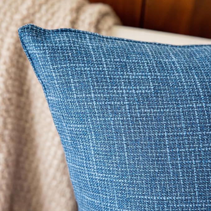 Kevin Textile Decorative Square Throw Pillow Covers Set Cushion Case for Sofa/Bedroom/Car, Set of 2, 20x20 inch, Navy Blue