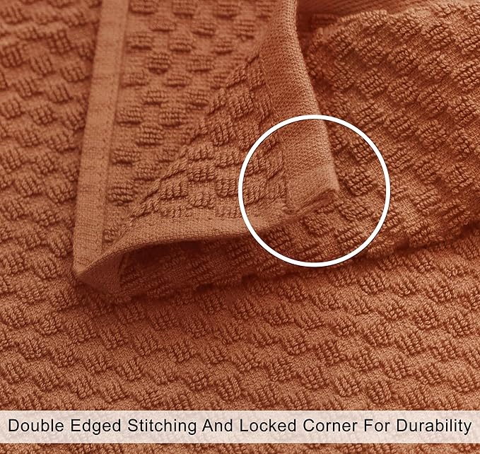 COTTON CRAFT Waffle Weave Wash Cloth - 12 Pack Luxurious Pure Ringspun Cotton Euro Spa Bathroom Face Towel - Absorbent Quick Dry Gym Shower Bath Kitchen Travel - 12x12 inches - Mocha