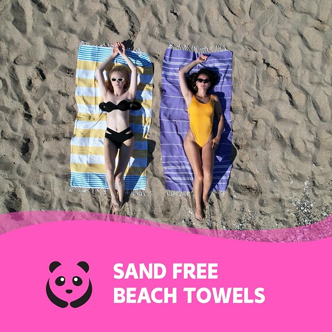 HAVLULAND Turkish Beach Towels, Oversized 40"x72" Turkish Bath Towel, Highly Absorbent Quick Dry Sand Free Beach Towels for Beach Pool Spa Gym Yoga Travel Camping Picnic Blanket - Green/Navy